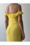Lined Midi Length Premium Chiffon Dress with Strap Ruffle Detail - 6