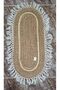 FFD Jute Oval Rug with White Stripe Design – Eco-Friendly Natural Fiber Carpet, 100x35cm - 6