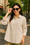 Women's Oversize Loose Cut Shirt - Beige