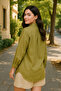 Women's Oversize Loose Cut Shirt - Oil Green - 4