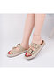 Double Buckle Straw Daily Women's Slippers Mink