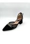 Women's Heeled Shoes Mesh Detailed Genuine (Black Patent Leather) Black Suede