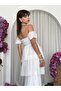 White Chiffon Layered Dress with Tie Detail - 5