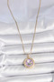 Golden Steel Chain Purple Flower Pearl Potre Necklace for Elegant Woman