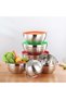 Stainless Steel Mixing Bowls Set of 5 Metal Nesting Bowls with Colorful Airtight Lids Measurement Ma - 3