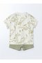 Lcw Baby Ekru Crew Neck Printed Baby Boy Shorts and T-Shirt Set