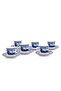 Halcyon Blue 200 ml Porcelain Coffee & Tea Cup with Matching Saucer (Set Of 6)