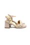 Single Strap Buckle Thick Heeled Women's Shoes Gold - 3