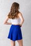 Women's Cobalt Blue Relaxed Cut Elastic Waist Lace up Regular Waist Wrinkle Textured Knitted Shorts - 8