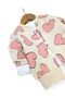 Baby Girl Seasonal 3-Piece Set – Heart Printed Jacket, Long Sleeve Badi and Bottom – 6-24 Months - 3