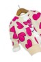Baby Girl Seasonal 3-Piece Set – Heart Printed Jacket, Long Sleeve Badi and Bottom – 6-24 Months - 3