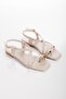 Women's Ring Detailed Flip Flops Sandals 6329 Beige - 4