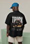 Truck Printed Unisex Oversize Cut 100% Cotton Soft Crew Neck Black T-Shirt