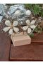 Cream Straw Gold Detailed Flower Earrings - 2