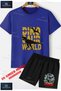 Kids Unisex “Dino Saur Word“ Custom Printed Crew Neck T-Shirt - Shorts Set