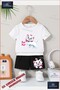 Children's Unisex “Cat Ribbon Butterfly“ Custom Printed Crew Neck T-Shirt - Shorts Set