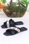 3571 Linen Bead Stone Detailed Holiday Slippers Daily Slippers Women's Slippers - 5