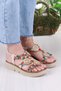 079-501 Fls Beaded Colorful Buckle Detailed Rubber Tied Thick Sole Women's Sandals - 3