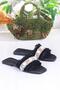 3572 Linen Bead Stone Detailed Holiday Slippers Daily Slippers Women's Slippers - 4