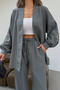 Women's Kimono Back and Sleeves Beaded Tansel Fabric Kimono Pants Set - 8