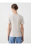 Lcwaikiki Classic Beige Crew Neck Striped Women's T-Shirt - 4