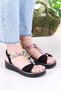 079-513 Fls Buckle Detailed Rubber Tied Colorful Knitted Thick Sole Women's Sandals - 3
