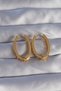 Brass Gold Color Zircon Stone Oval Model Earrings - Tj-Bkp9079 - 2