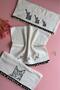 Africa Cat and Bird |   3-Piece Embroidered Hand Towels – 100% Cotton, Stylish, Ethnic Design Towel Set (50X90 cm)