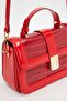 Red Crocodile Leather Women's Patent Leather Handbag - 4