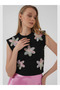 Women's Front Floral Embroidered Sleeveless Body Blouse - 3