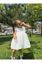 Baby Girl Kid's Short Sleeve Rose Back Detail Bow Special Occasion Birthday Party Wedding Dress - 4