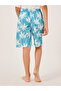 Tropical Print Elastic Waistband Swim Shorts - 4