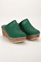 Women's Genuine Leather Closed Toe Wedge Heel Slippers - Pine - 4