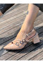 Mia Beige Patent Leather 5 cm Heel Band Sandals - 2