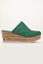 Women's Genuine Leather Closed Toe Wedge Heel Slippers - Pine - 3