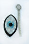 Dark Navy Blue Detailed Evil Eye Ellipse Clip Hair Clip, Gift Butterfly Buckle - 6
