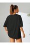 Unisex Cotton Black Oversize "Rose Face" Printed Comfortable Casual T-Shirt - 2