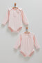 2-Piece Cotton Rabbit Patterned Long Sleeve Baby Girl Bodysuit Set