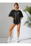 Unisex Cotton Black Oversize "Rose Face" Printed Comfortable Casual T-Shirt - 3