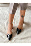 Love Black Patent Leather Transparent Detail 5 cm Heel Slippers - 7