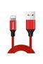 Cablu USB împletit din material textil - iPhone Lightning 1.8m - roșu
