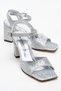 Women's Strappy Heeled Sandals Shoes Silver