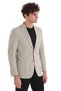 Beige Slim Fit Striped Mono Collar Casual Jacket - 2