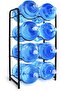 5 Gallon Water Jug Rack (Black)，4-Tier Water Jug Holder Storage Rack for 8 Bottles