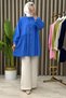 Ahu Shirt Strawberry Fabric Women's Blue Buttoned Shirt with Pocket and Ruffle Detail - 7