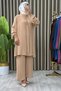Şehri̇ Takim Ayrobin Fabric Women's Beige Collar with Stone Detail, Elastic Sleeves and Openable Hidden Buttons, Hijab Pantsuit - 3
