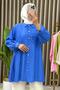 Ahu Shirt Strawberry Fabric Women's Blue Buttoned Shirt with Pocket and Ruffle Detail - 3