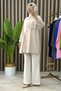 Ahu Shirt Strawberry Fabric Women's Beige Buttoned Shirt with Pocket and Ruffle Detail - 6