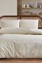 Striped Double Duvet Cover Set with Elasticated Bed Sheet Natural - Beige - 3