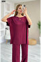 Women's Viscose Two Thread Suit Boat Neck Blouse Pants Set of Two - 4